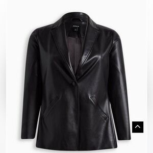 Torrid Black Faux Leather Long Line Blazer